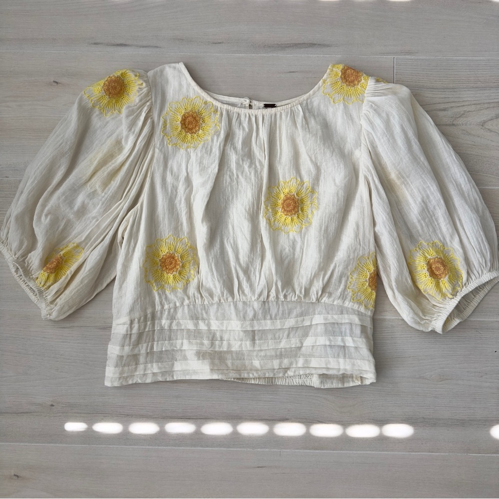 Free People Floral Embroidered Top